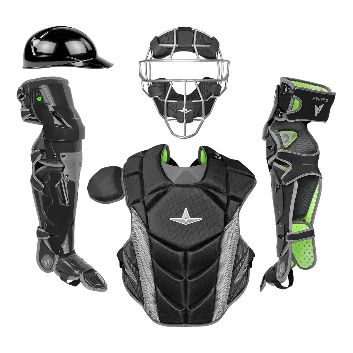 All-Star MVP-PRO Traditional Mask Baseball Catchers Gear Box Set