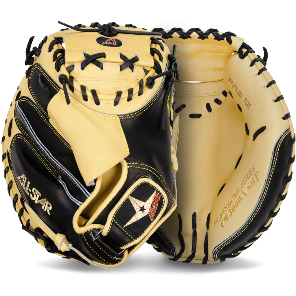 All-Star Pro Elite Baseball Catchers Mitt Glove - Black/Tan