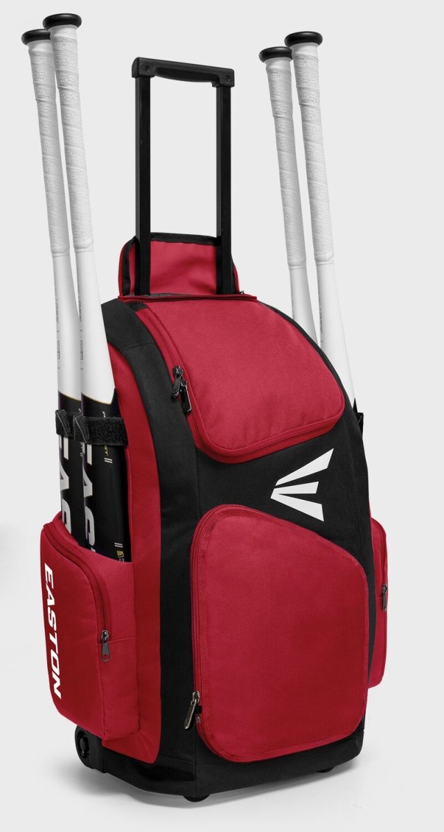 bat traveler's backpack Easton Traveler Stand Up Wheeled Bag Red